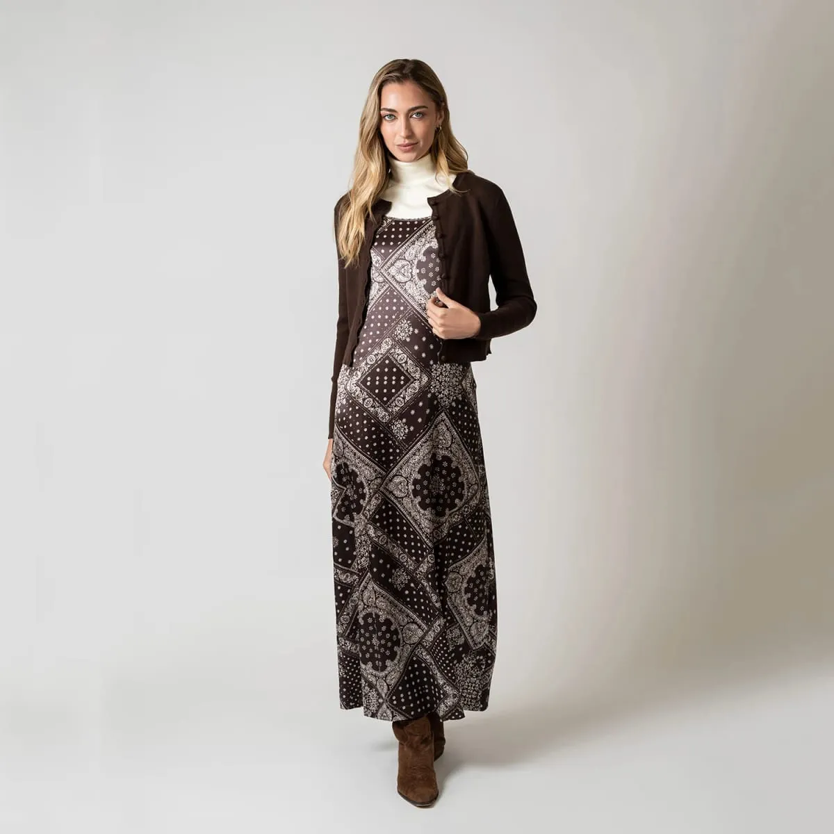 AP AW26 Women Floral Printing Slip Dress Elegant Lady Clothing V-neck