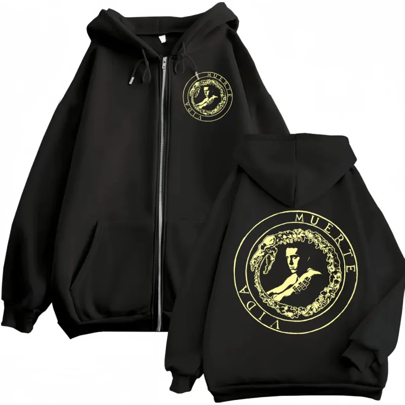 Canserbero Alles wat we nodig hebben is liefde Muerte Vida Merch Rits Hoodie Herenmode Hip Hop Zip Up Sweatshirts Casual Fleece Truien