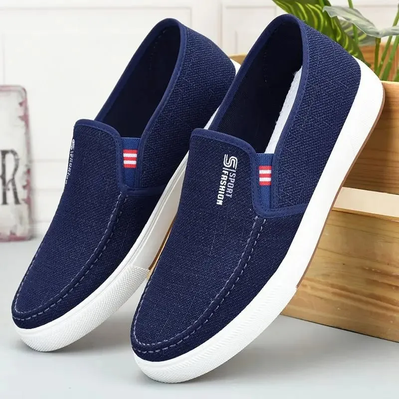 New Fabric Shoes for Men Casual Breathable One Foot Flat Wear-Resistant Anti Slip Lightweight Work Shoes