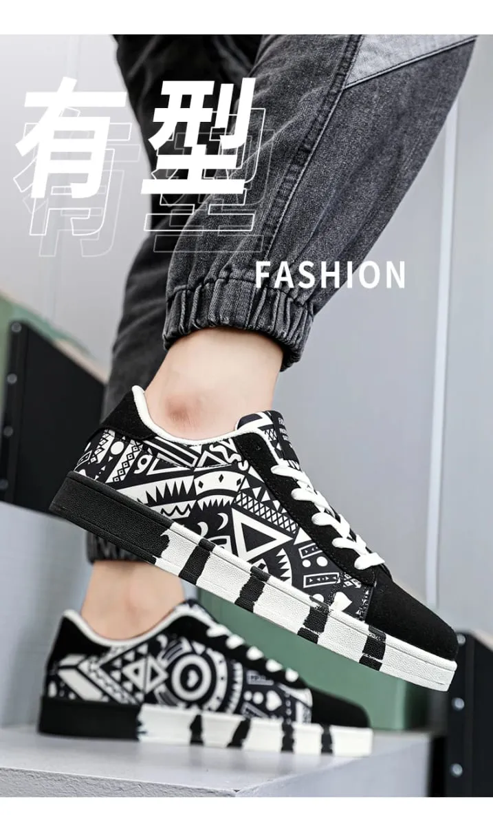 Summer Trendy Men's New Board Shoes Outdoor Non Slip Walking Men Sporty Shoe Canvas Pattern Casual Sneakers Male Zapatos