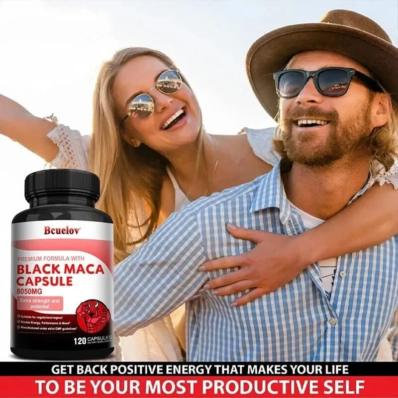 Výkonný doplněk Black Maca pro muže a ženy Zlepšení energie Vytrvalost Zdraví svalové hmoty Veganská kapsle Maca Root