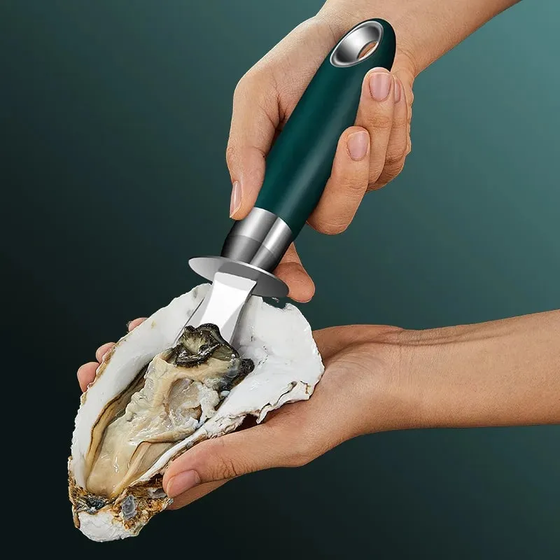Stainless Steel Seafood Scallop Pry Knife with Handle Oyster Knives Sharp-edged Shucker Shell Seafood Opener Kitchen Tool