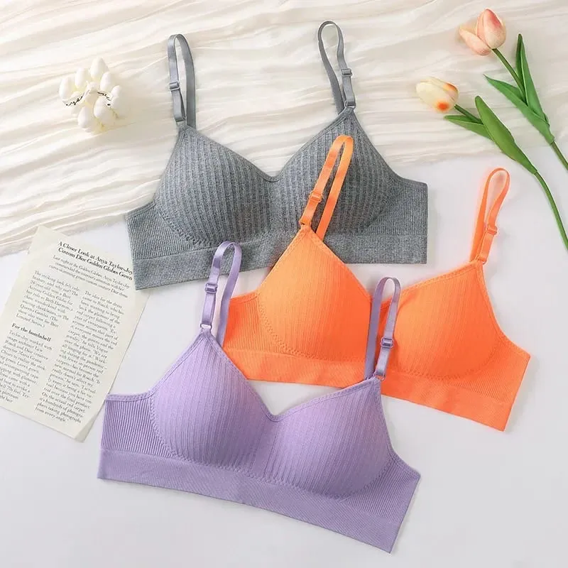 Women Seamless Bra Set High Waist Thong Panties Female Nonwire Brassiere Comfy Soft Sports Bras Underwear Set Sexy Lingerie Set