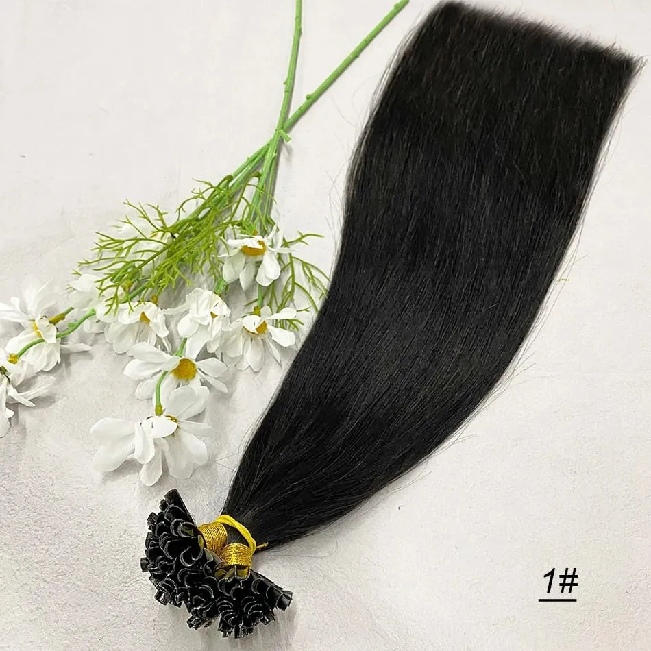 Full Shine U Tip Hair Extensions Nature Black Hair Blone 613 Color 50g Keratin Glue Beads Prebonded Remy Human Hair Extensions — image 9