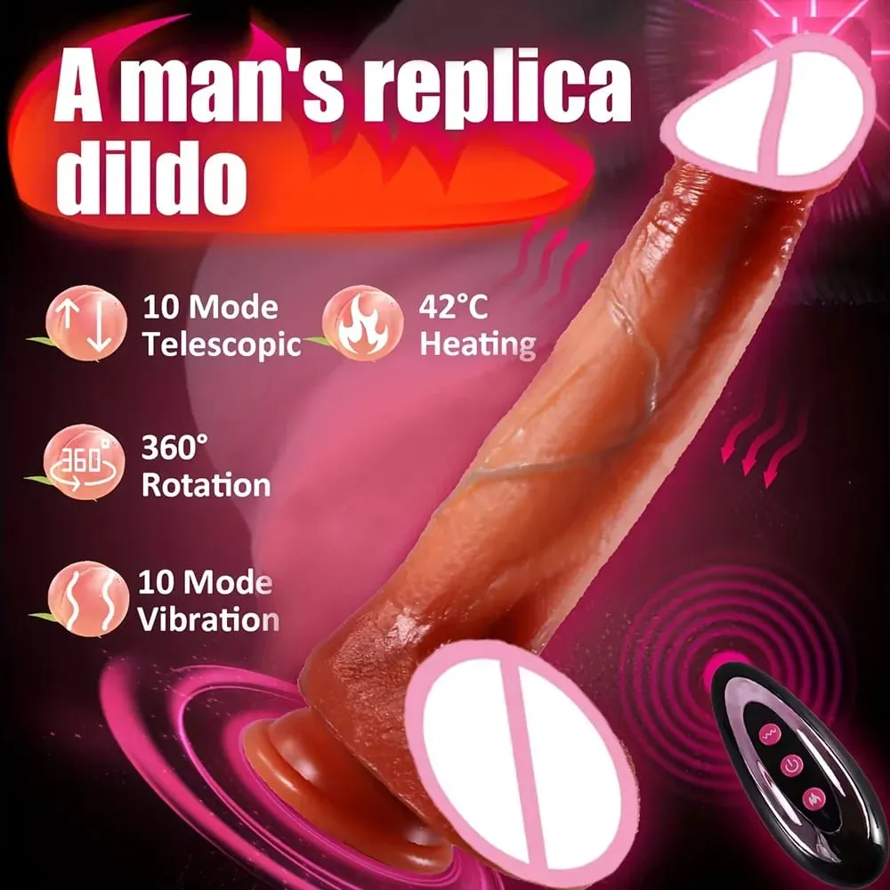 Dildo - 9.0 inch Telescopic Dildo Vibrator Sex Toy - with 10 Insertion And 10 Vibration And Heating Modes Realistic Dildo for G-Spot Anal Stimulation Silicone Dildo Remote Control Female Couple Adult Sex Toy