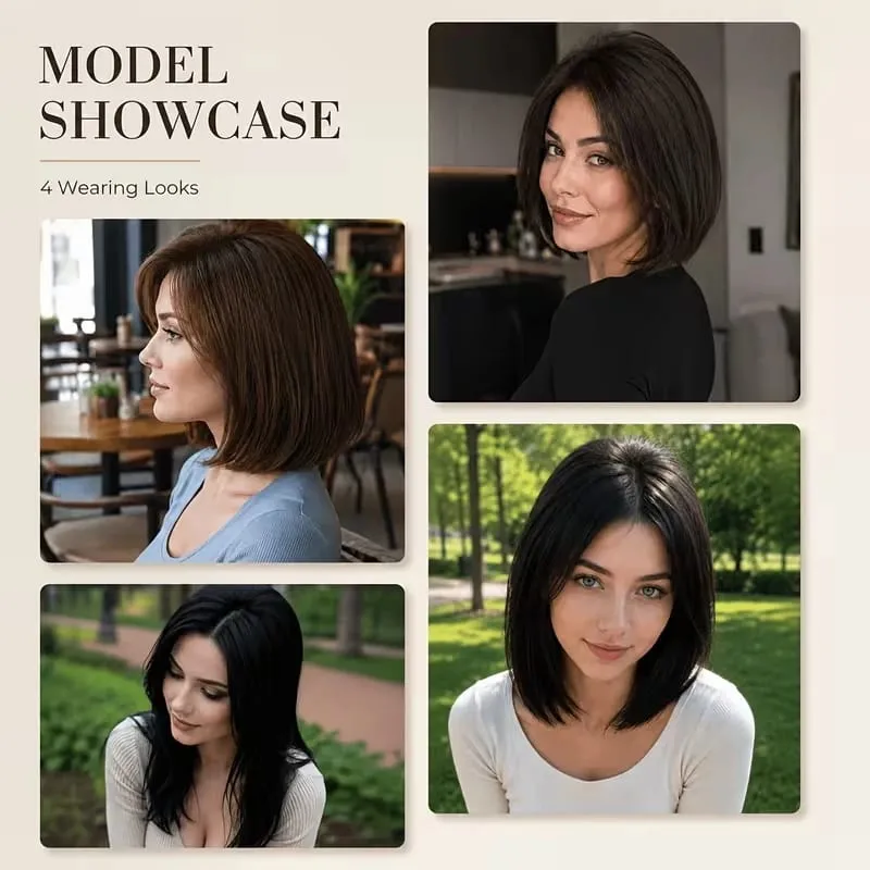 10cm Synthetic Short Straight 2pcs Hair Pads Extension Change Head Shape Fiber Hairpiece for Women Daily Wear