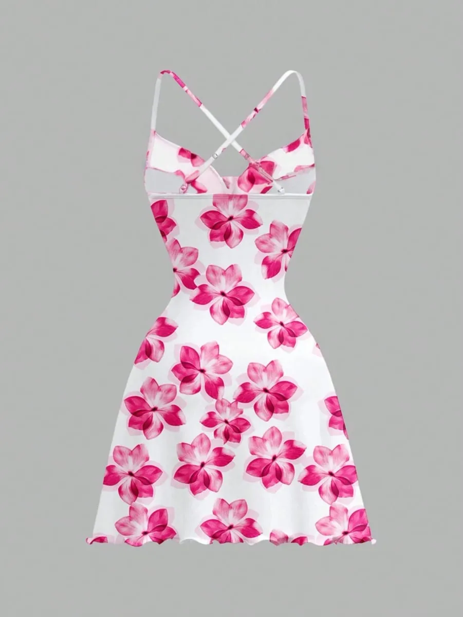 Women's Spring/Summer Casual Vacation Party Beach Off-Shoulder Backless Floral Print A-line Dress