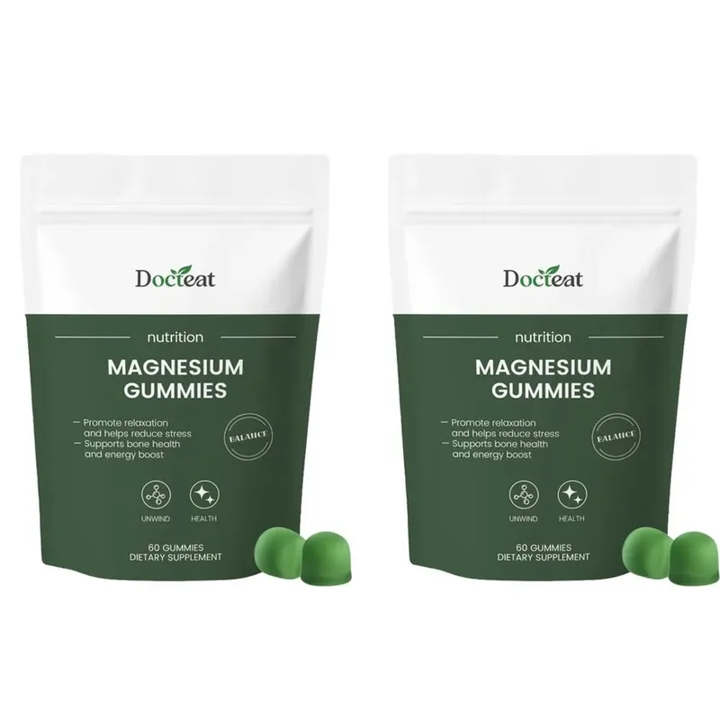 Docteat Magnesium Glycinate Gummies 500mg for Sleep & Stress Relief Bone Health with Vitamin D3 Calcium Citrate & B6 60 Count