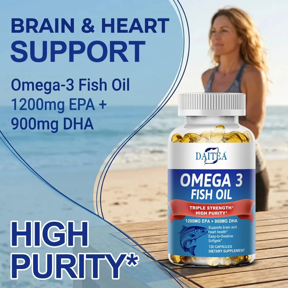 Omega 3 Fish Oil - for Nervous System Skin and Hair Health Antioxidants - Easy To Swallow