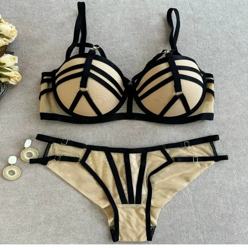 European Fashion Ladies Lingerie Set Push Up Lift Support Bra Soft Underwire Strappy Style Smooths Side Bulge Comfort Daily Wear