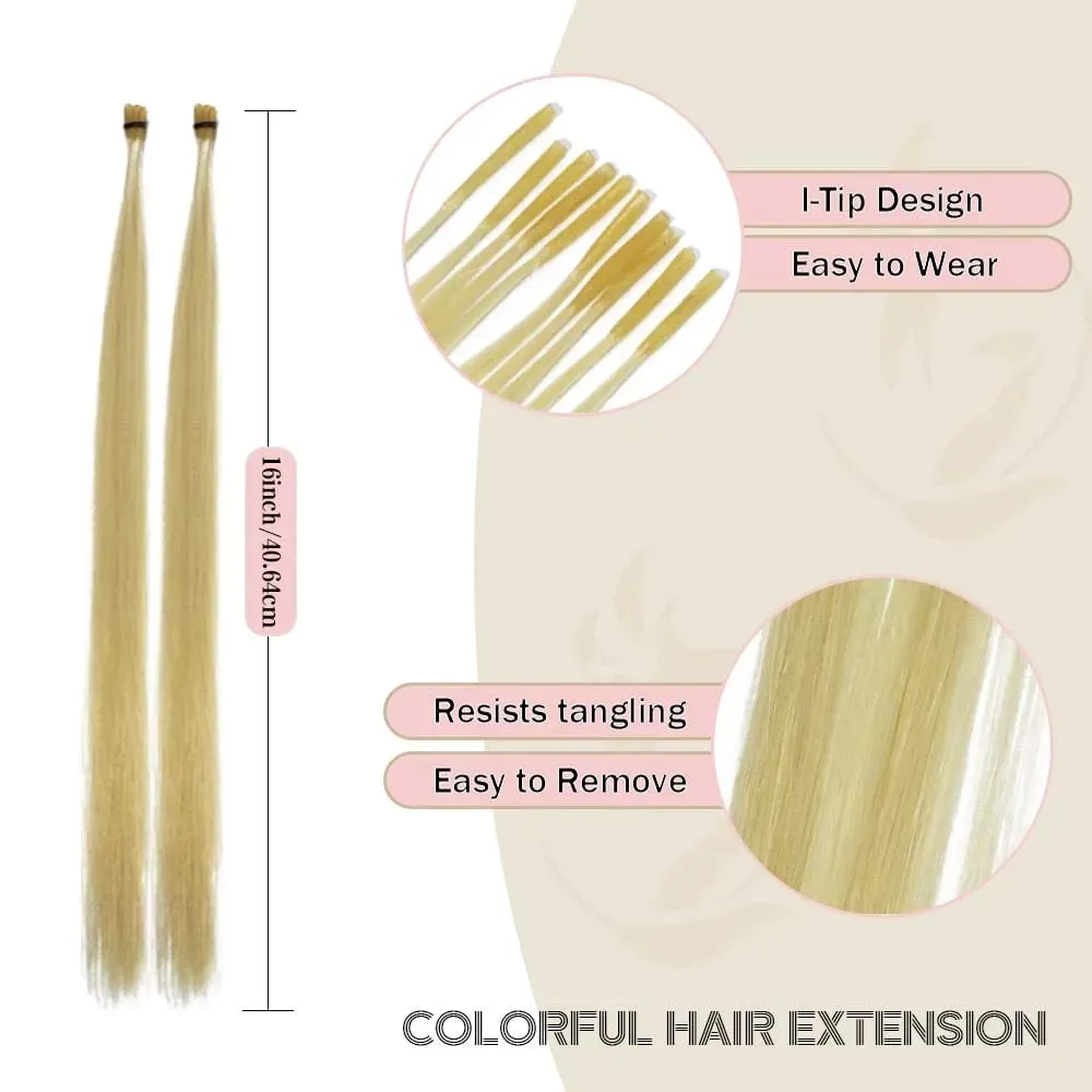 20roots 16inch I-tip Fusion colorful Synthetic Hair Extensions with crochet hook and ring Y2K style