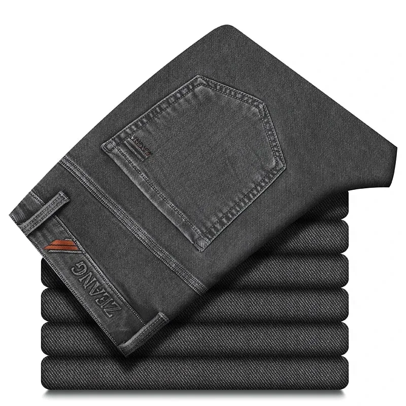 Jean extensible classique droit pour homme, en coton Lyocell, confortable, doux, pantalon Denim décontracté, pantalon gris pour le travail et les affaires, printemps