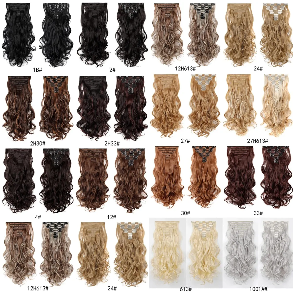 8Pcs Wavy Clip-In Hair Extensions Set 17Clips Matte Synthetic Full Head Hairpiece for Women Easy to Install