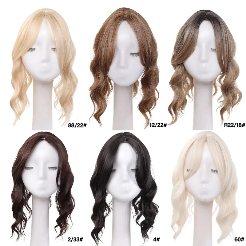 High Quality Synthetic Water Wave Wig Topper Middle Part With Natural Shine Easy To Apply For Quick Volume Boost.
