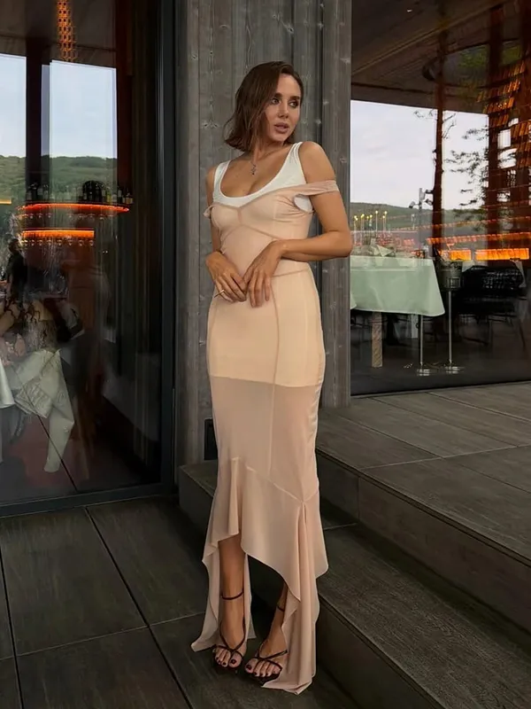 Women Sheer Mesh Overlay Midi Dress Waist Cinched Sleeveless Spaghetti Strap 2026 Summer Accessories Trendy Classy Lady Outfits — image 8