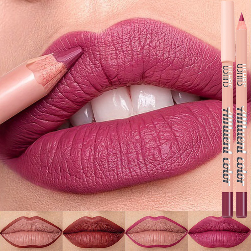 8 farver Vandtæt Lip Liner Pencil Langvarig Sexet Mørkerød Pink Mat Læbestift Blyant Naturlig Lipliner Pen Rød konturfarve
