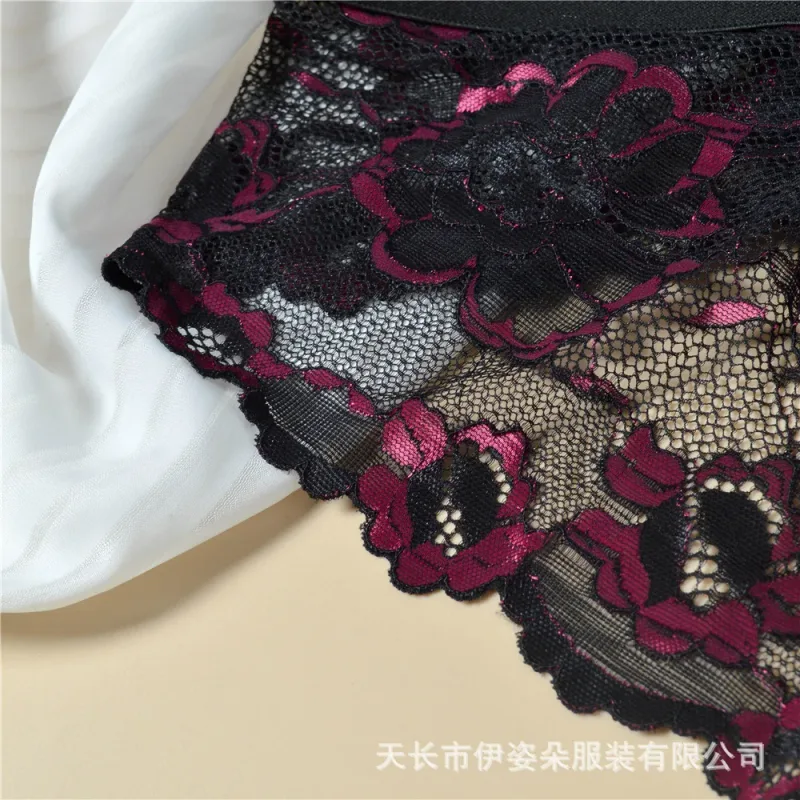 Biancheria intima sexy in pizzo Liscio Mutandine da uomo a sacchetto Prospettiva Slip da uomo floreali sottili Tentazione Mutande traspiranti a vita bassa in rete