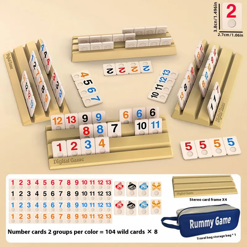 112pcs Cards Deluxe Portable Travel Game Set - Classic Block Cards Mini Mahjong Fun Tabletop Game Suitable for 2-4 Players