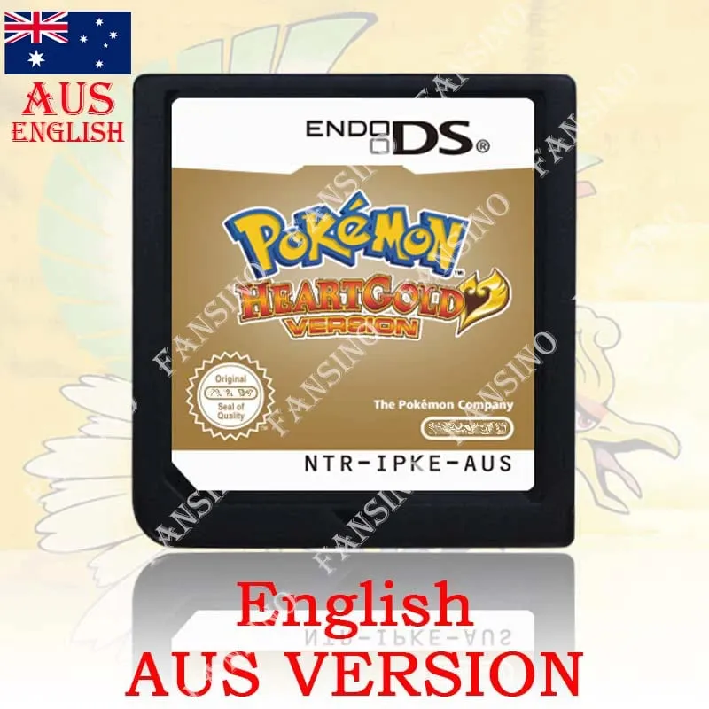 (USA EUR AUS NOE ESP FRA ITA) Pokemon HeartGold SoulSilver Version High Quality Authentic 1:1 Replica DS Video Game Cartridge