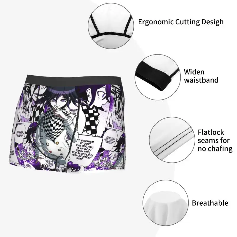 Kokichi Ouma Manga Anime Print Men Boxers Shorts Panties Underwear Soft Breathable Underpants Large Size Boxer Briefs for Boys