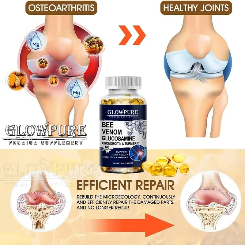 Bee Venom Extract Glucosamine & Turmeric Capsules for Joint & Muscle Health Enhanced Mobility Flexibility Comfort Supplement