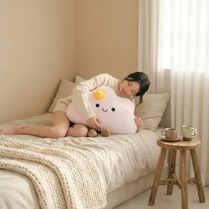 55*45CM Nordic Style Fluffly Soft White Blue Pink Weather Cloud Plush Toys Creative Stuffed Simulation Throw Pillow Sofa Cushion