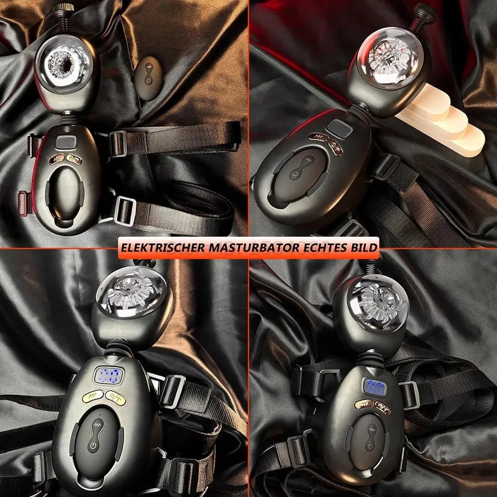 Automatic Thrusting Vibrating Male Masturbator with Wearable Belt Remote Control Hands-free Penis Stroker Sex Toys for Men Adult
