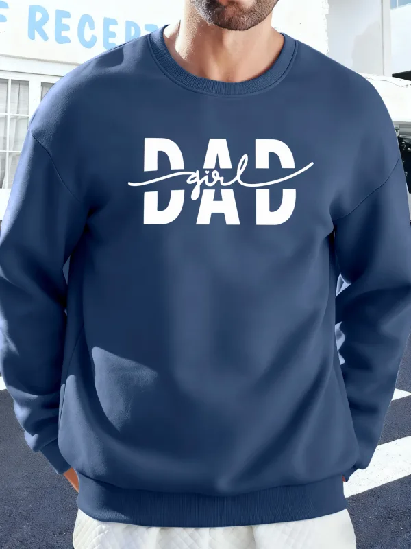 Dad Girl Letter Creativity Printing Pullover Men Autumn Warm Sweatshirts Oversized Fleece Hoodies Soft Casual Streetwear Male