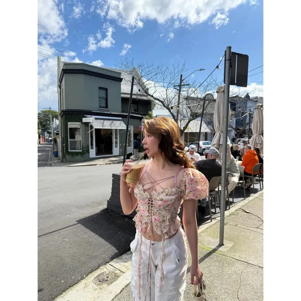 Hot Sale Summer Lace Embroidery Cross Tie Lingerie Set Sheer Mesh Push Up Bra Comfort Daily Wear Underwear Set for Women 32-38