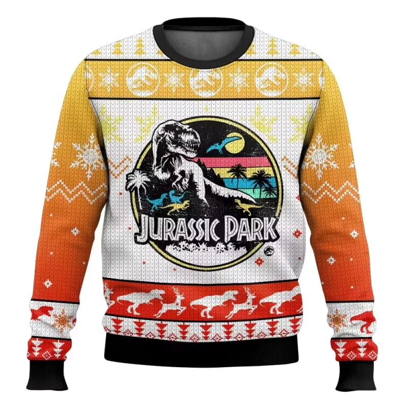 Jurassic Park Dinossauros Feliz Natal Roupas Presentes Suéteres de Papai Noel moletons masculinos e femininos 3D Festa de outono