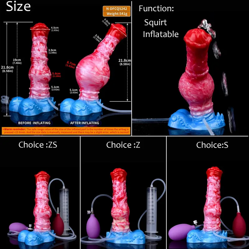 Silicone Inflatable Ejaculation Knot Dildo Adjustable Girth Squirting Fantasy Horse Penis Adult Sex Toys Anal Dilator
