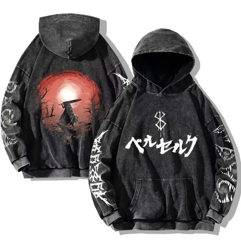 Berserk Anime Clothing Guts Cool Graphic Print Hooded Men Women Oversized Hoodies Cooton Casual Sweatshirt Harajuku Streetwear