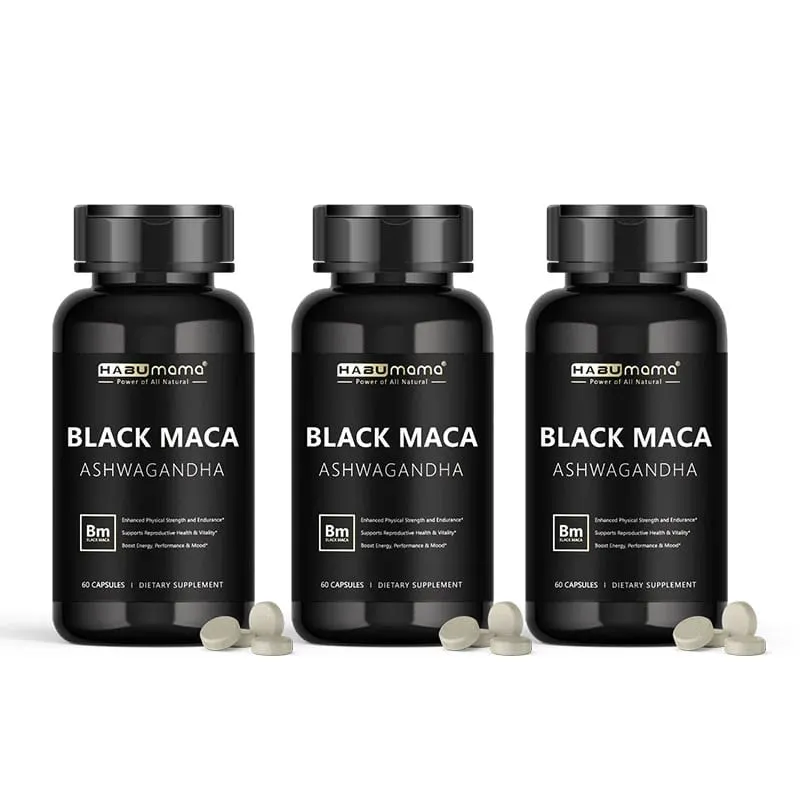 Organická černá Maca - 60 tablet 100% čistá non-GMo podporuje reprodukční zdraví Přírodní energizér Stamina Enhancer Performance Enhancer