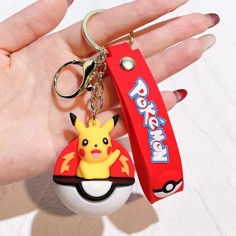 40 Style Wholesale Anime Pokémon Pikachu Eveen Keychain Cartoon Cute Charizard Keyring Student Backpack Car Key Chain Toys Gifts
