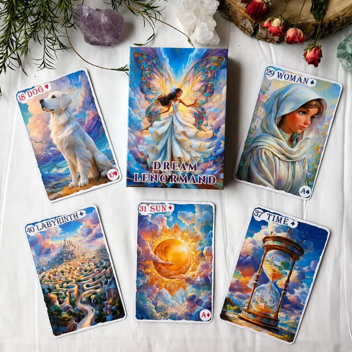 Fantasy Fairy Lenormand Tarot | 42-Card Expanded Lenormand Deck | Perfect for Beginners | Includes Digital Guidebook