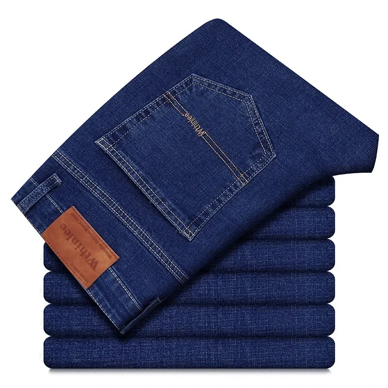 2026 Stretch Stretch Fashion Classic Blue Black Work New Business Men's Jeans Casual StraightDenim Trousers Male Brand Clothing