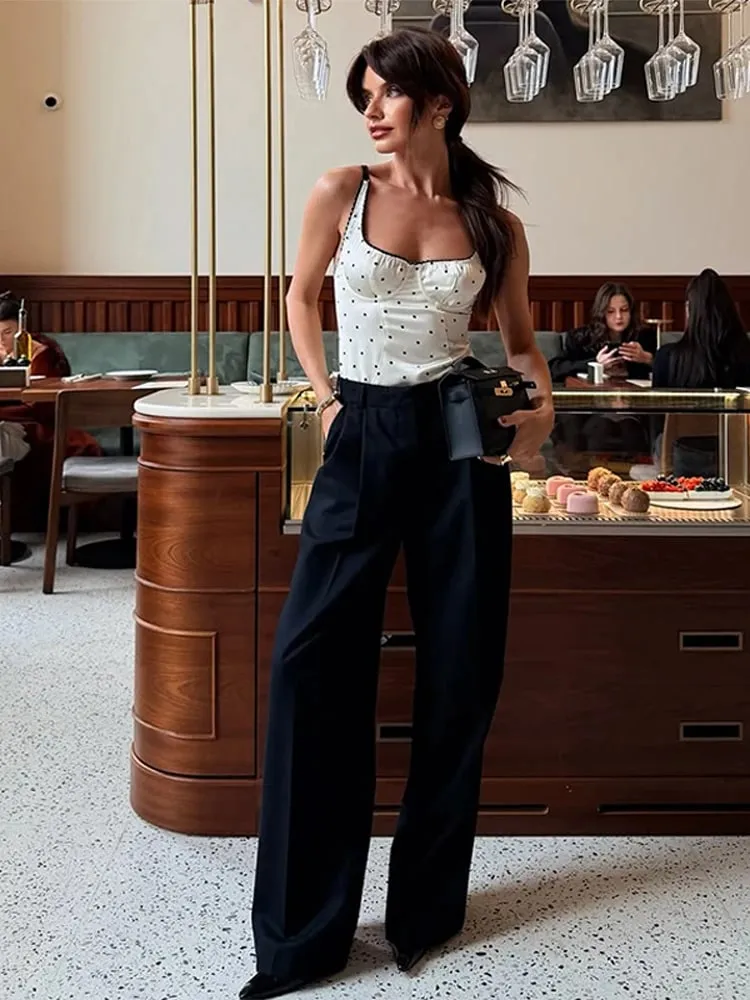 Sexy Polka Dot Sling Tops Women Backless Sleeveless Contrast Fitted Top Female 2026 Spring New Chic Fashion Streetwears Lady