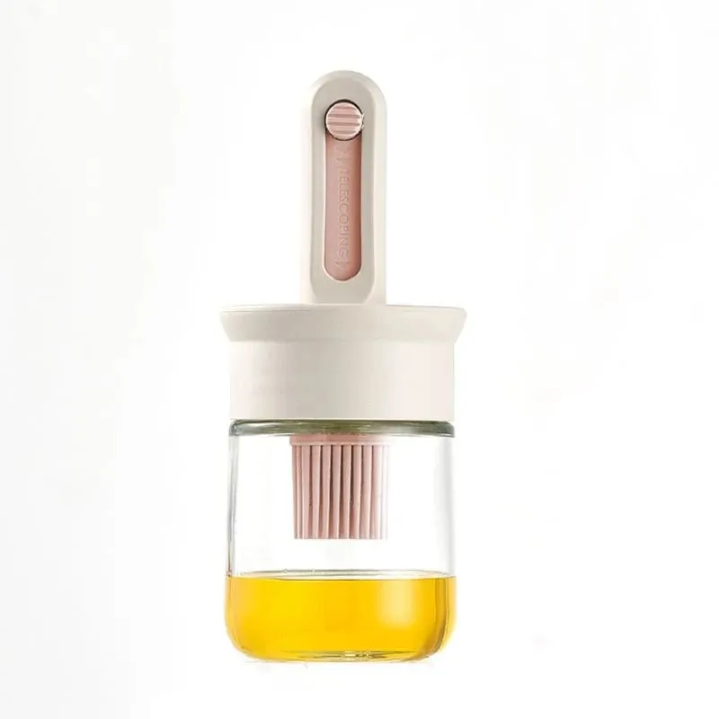 1pc Oil Dispenser Bottle BPA-Free Heat-Resistant Silicone Brush Set for Baking Cooking BBQ Kitchen Outdoor Accessory for Picnics