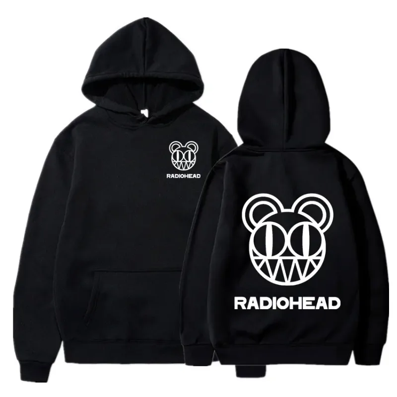 Vintage Rock Grubu Radiohead Kapüşonlu Üst Hip Hop Her Şey Müzik Albümü Baskı Kazak Harajuku Sokak Boyu Kapüşonlular Gençler