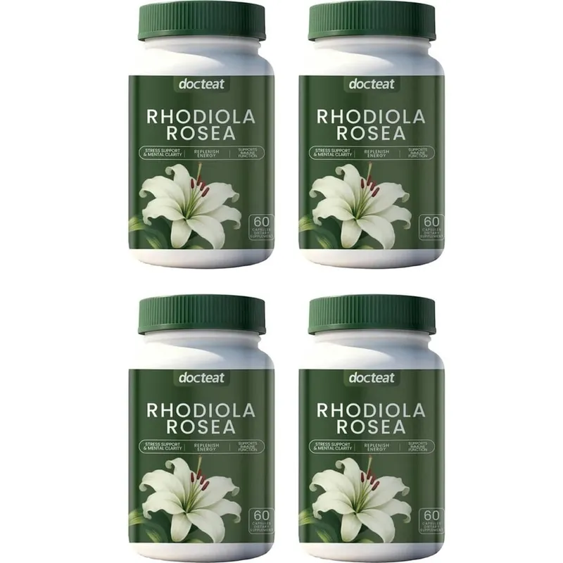 Docteat Rhodiola Rosea Capsules with 3% Salidrosides and 1% Rosavins Supports Mental Clarity & Replenishes Energy 60 Capsules