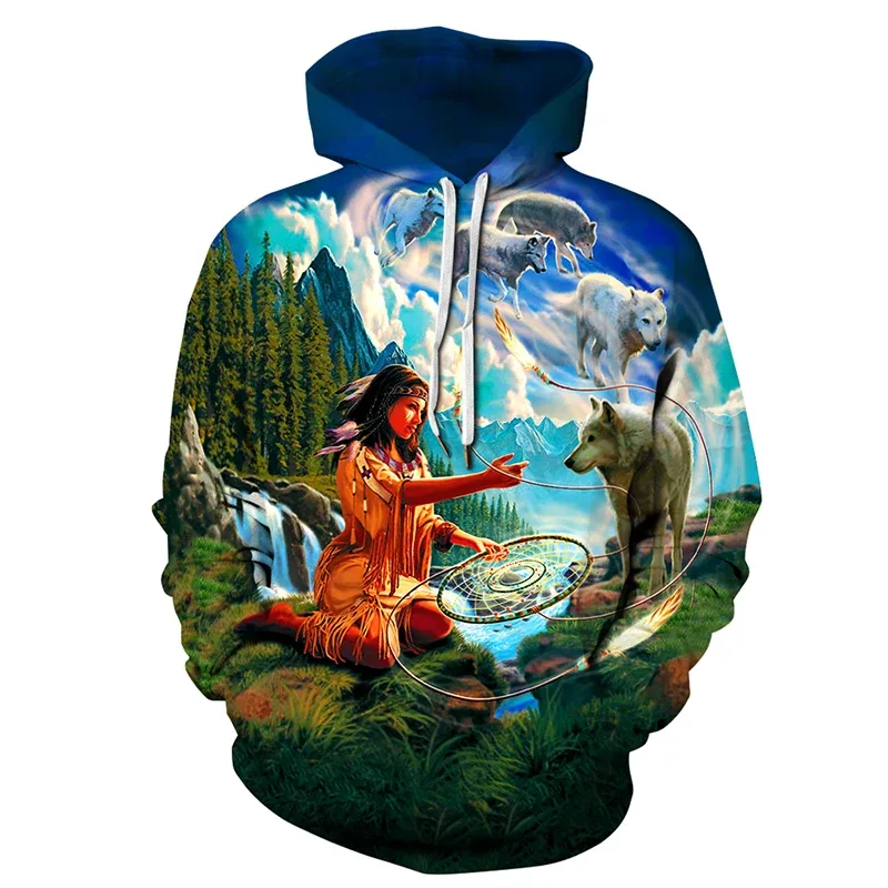 Fashionable 3D Printed Bohemian Pattern Men's Top Fashionable Men's Loose Large Sports Hoodie Street Retro Long Sleeve Hoodie