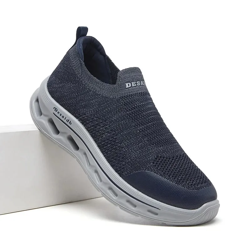 Desai Men's 2026 Autumn Mesh Slip-on Shoes Breathable Hollow Thick Sole Lightweight Casual Sneakers Walking Daily Footwear