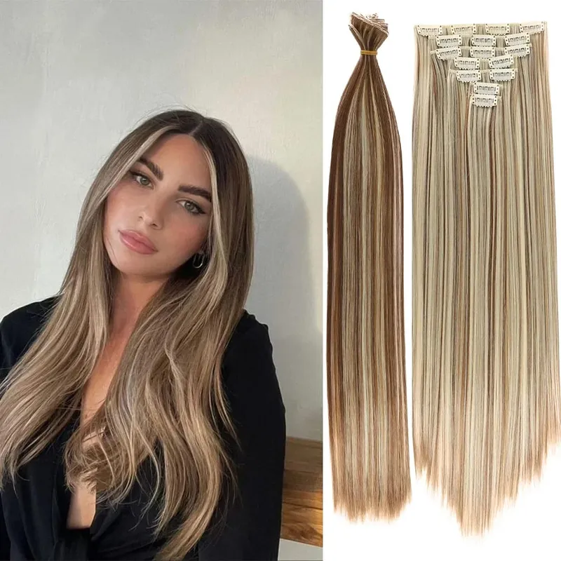 Synthetic 7 Pieces/Set 22 Inch Straight Hair Extensions Clip-In Extensions Christmas Halloween Hair Extensions