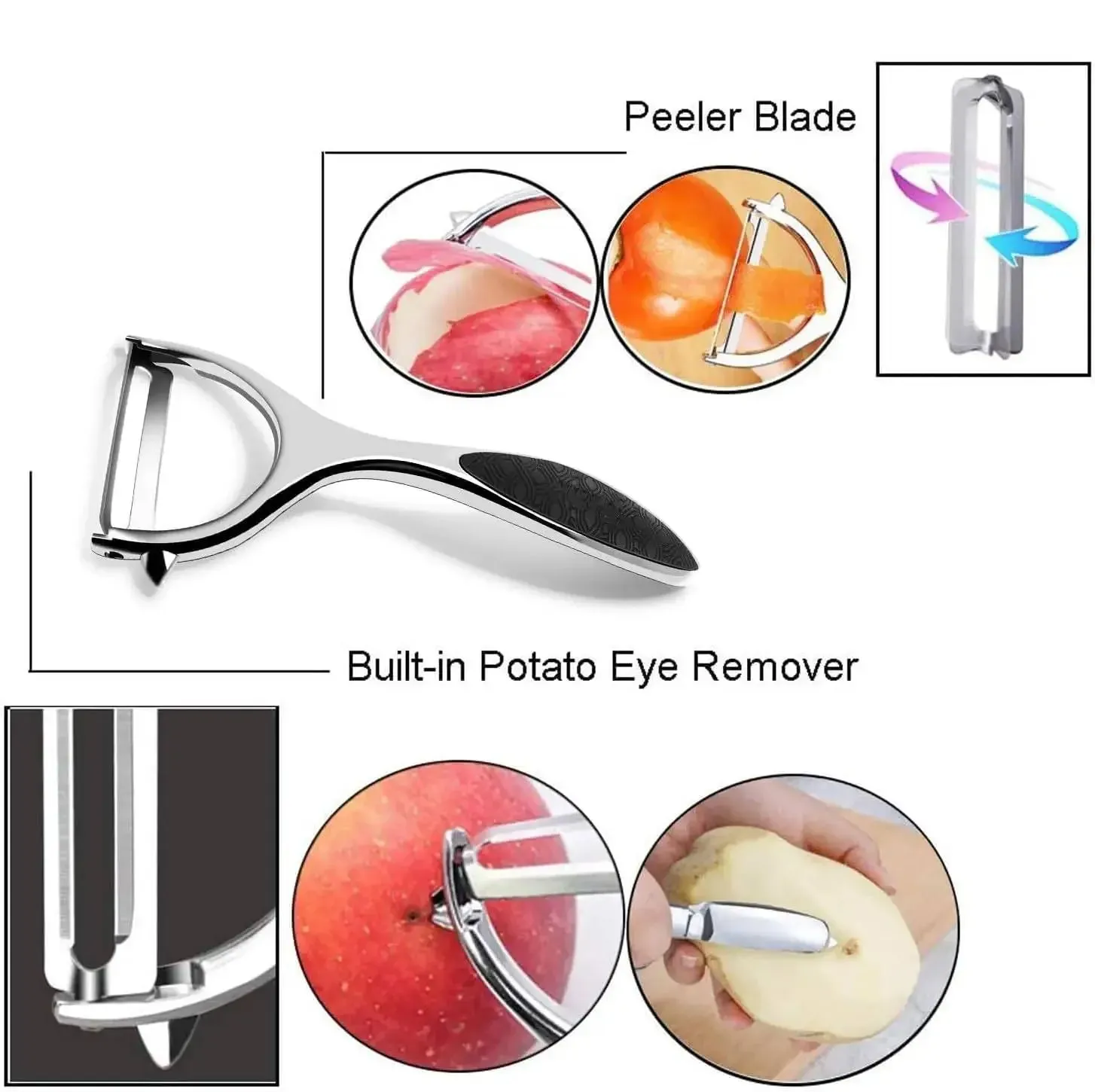 2pcs Vegetable Peeler Set Zinc Alloy Y Shaped I Shaped Peelers for Potatoes Carrots Apples Cucumbers Kitchen Food Prep Tool Use