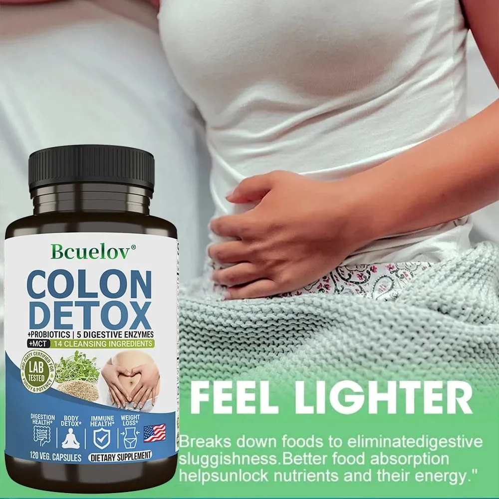 Colon Cleanser Detox Supplement - Bowel Cleansing & Probiotics - Natural Digestion Constipation & Bowel Relief Bowel Health