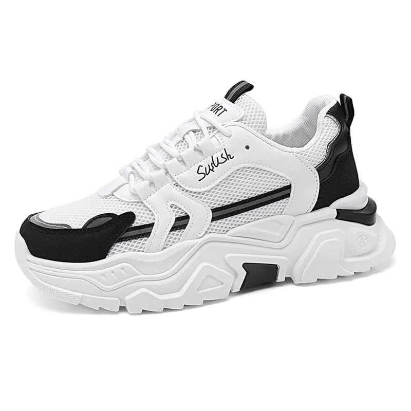 Estudante de malha de sola grossa respirável sapatos esportivos casuais quatro sazonais masculino ao ar livre sola macia conforto tênis masculino