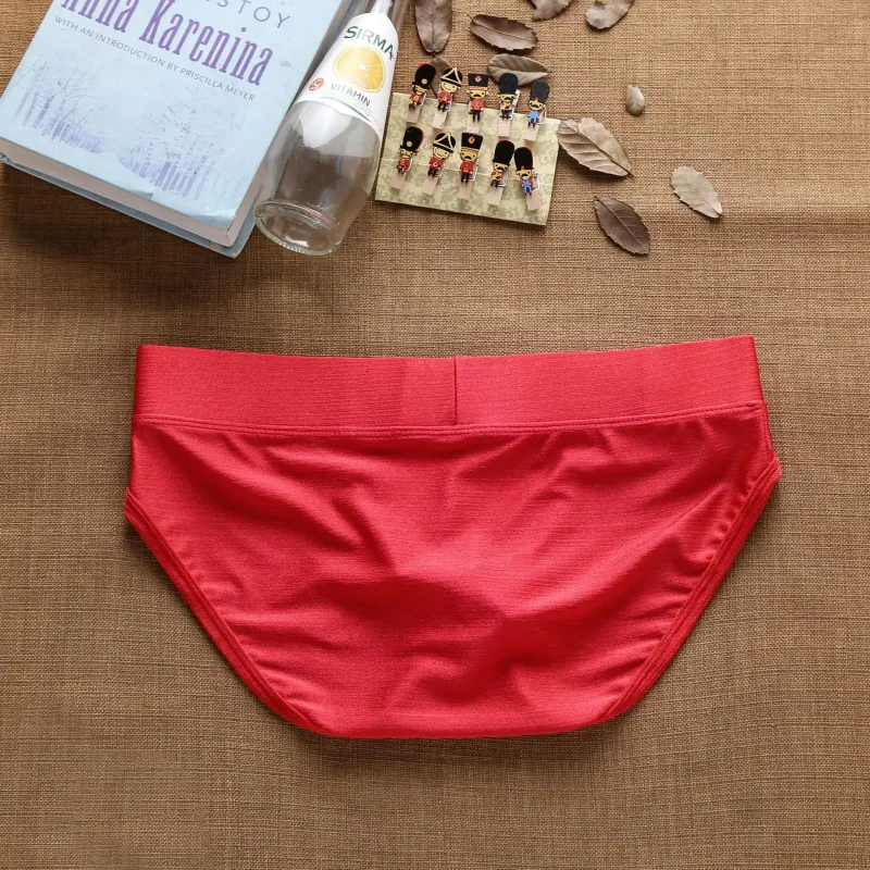 2025Simple, solid color, fashionable, men's low-rise nylon brushed bright briefs AD3-M257