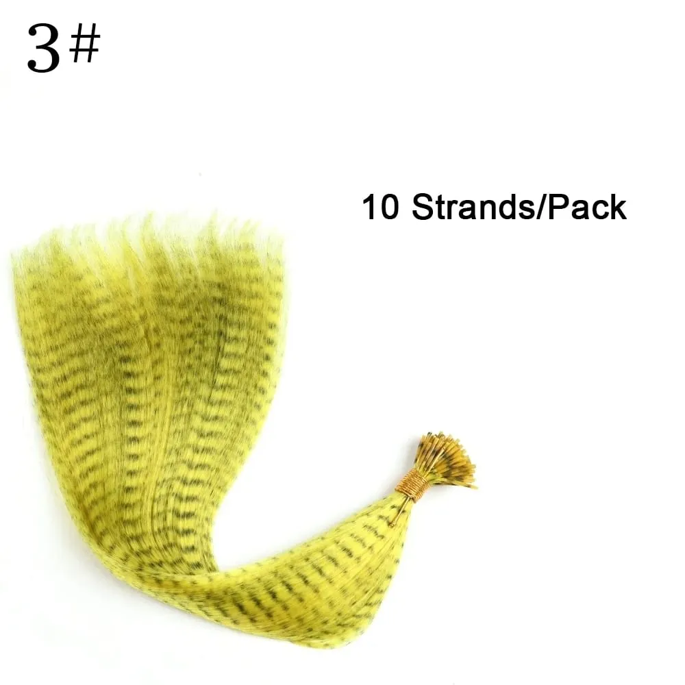 Synthetic Colored I-Tip Faux Feather Hair Extensions 16" 10 Strands/Pack Women's Heat Resistant Fiber Wig Accessories