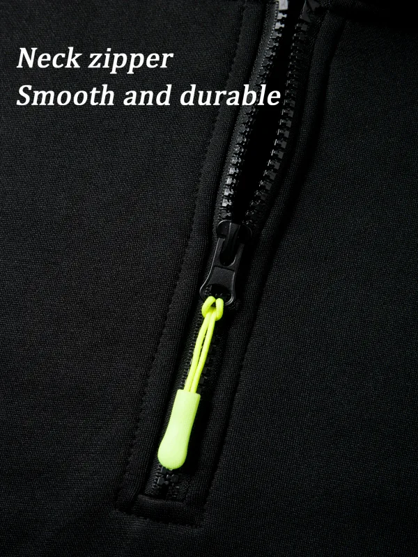 Men's Half Zip Hoodie With Personalized Spider Print Street Style Casual Sweatshirt Autumn And Winter Trendy Fitness Commute Top
