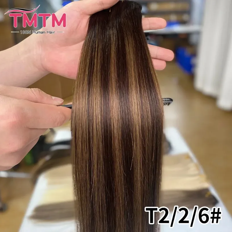 Invisible PU Weft Clip In Extension Human Hair 7Pcs 110g/set Clip Ins Human Hair Extensions 14-24Inch Silk Straight Clip On Hair